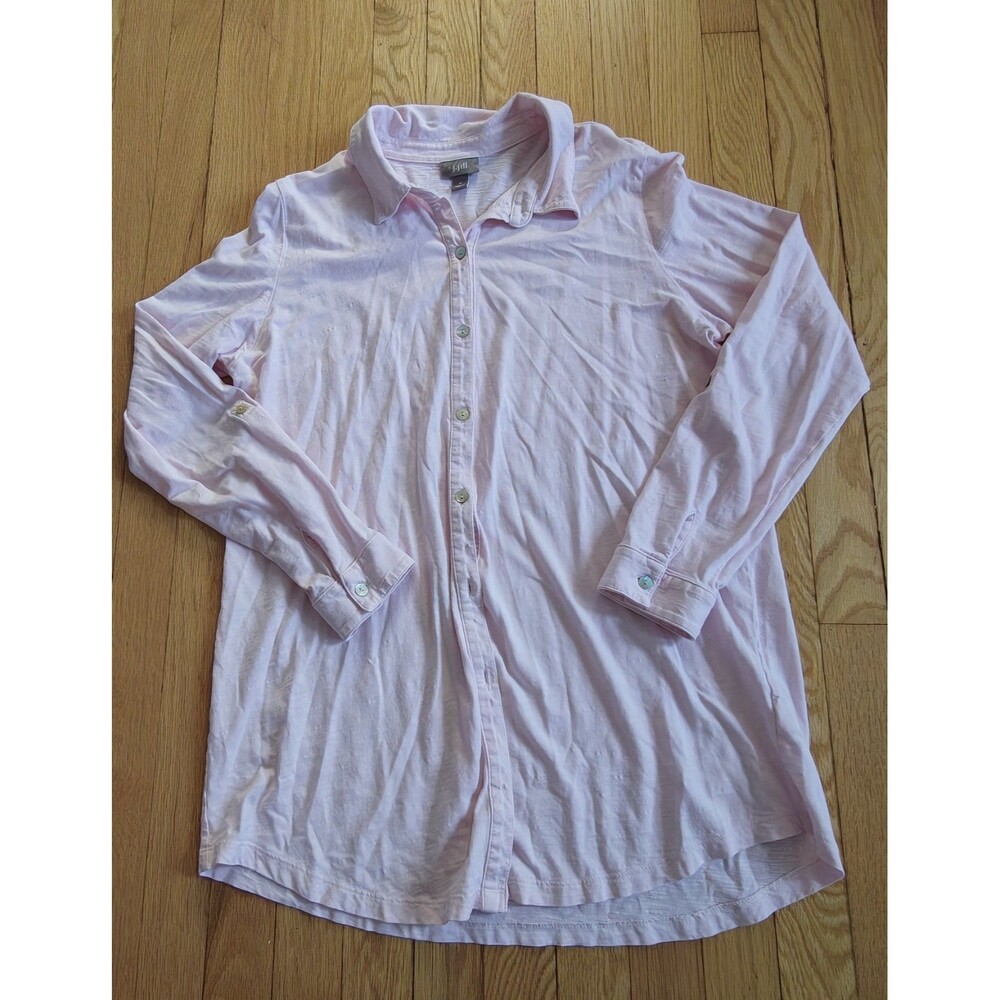 J Jill Women’s Pink Tunic Top 100% Cotton Long Sleeve Casual Relaxed Fit